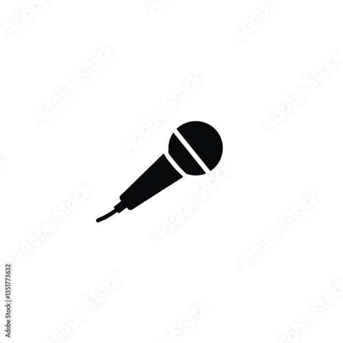 Black microphone silhouette on white background  