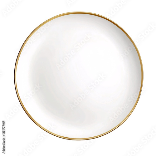 Assiette blanche avec liseré doré vide vue de dessus