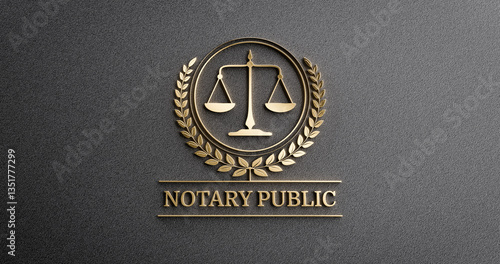 Foto Notary Public: Golden Icon with Scales of Justice and text