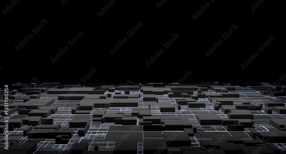 Fototapeta premium Abstract digital cityscape in a dark background