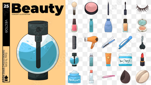 Beauty concept illustrations. Set of Beauty vector illustrations