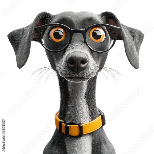 3d Italian Greyhound isolated on transparent background, PNG