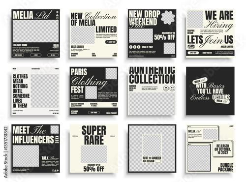 Social media post templates set for business. Streetwear social media post. Modern promotion square web banner for social media mobile apps. Social media for fashion and shop