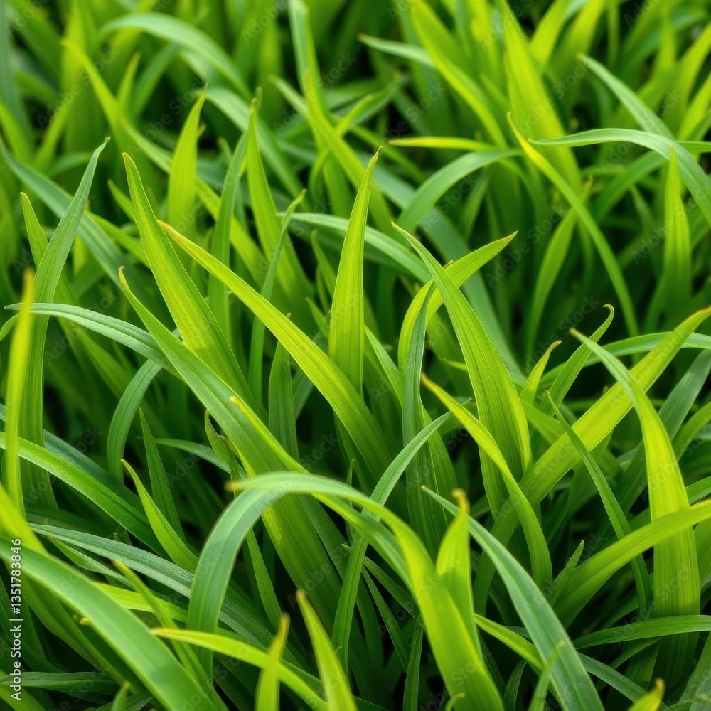 Soft, yielding blades of vibrant green grass, subtly uneven surface, agriculture, texture