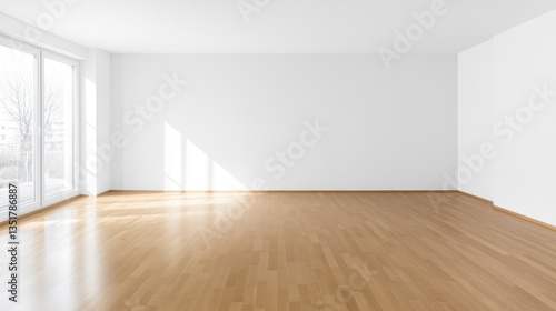 Wallpaper Mural Empty Room with Sunlight Streaming Through Window, Modern Apartment Interior Design Torontodigital.ca