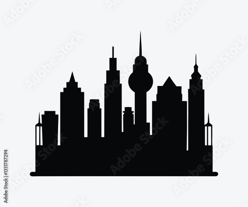 city silhouette in a flat style with background