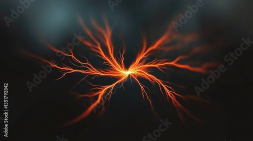 Glowing orange energy bursts from a central point, radiating outwards in a dark background