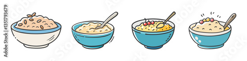 oatmeal bowl icon, oatmeal bowl vector illustration-simple illustration of oatmeal bowl, perfect for oatmeal bowl logos and icons