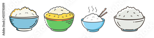 rice bowl icon, rice bowl vector illustration-simple illustration of rice bowl, perfect for rice bowl logos and icons