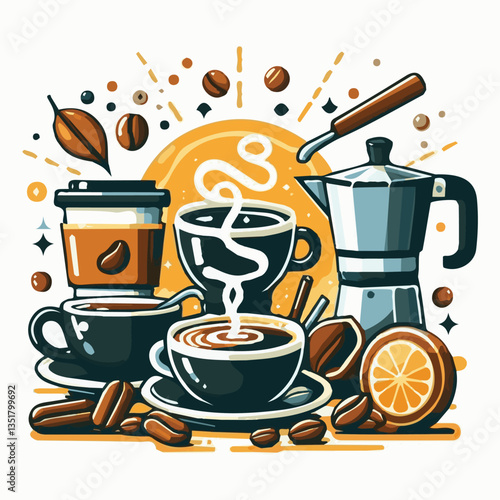 coffee, drink, background, beverage, espresso, cup, cafe, caffeine, food, hot, morning, white, mug, breakfast, brown, aroma, black, fresh, dark, closeup, design, cappuccino, mocha, latte, vector, set,