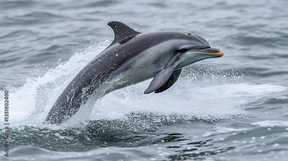 Obraz premium Energetic dolphin making huge water waves pictures