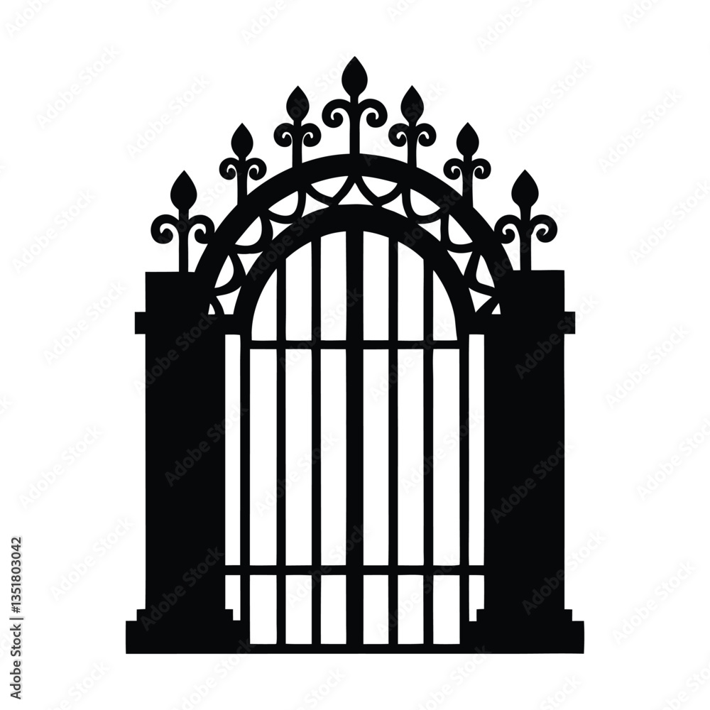 A beautiful gate silhouette vector illustration A beautiful gate silhouette vector illustration