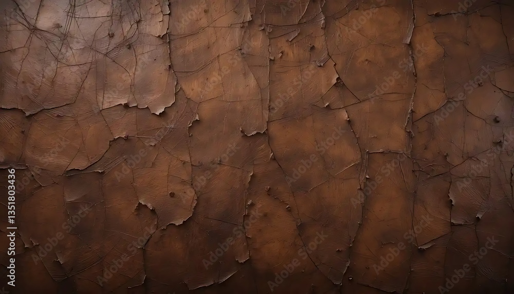 Fototapeta premium Abstract brown background with peeling paint texture full frame view
