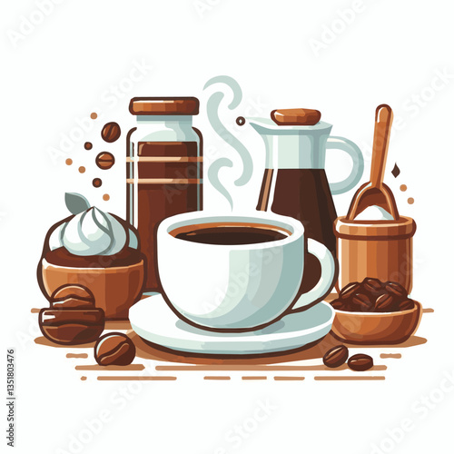 coffee, drink, background, beverage, espresso, cup, cafe, caffeine, food, hot, morning, white, mug, breakfast, brown, aroma, black, fresh, dark, closeup, design, cappuccino, mocha, latte, vector, set,