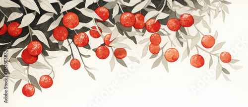 Wallpaper Mural Red Berries on a Branch Torontodigital.ca