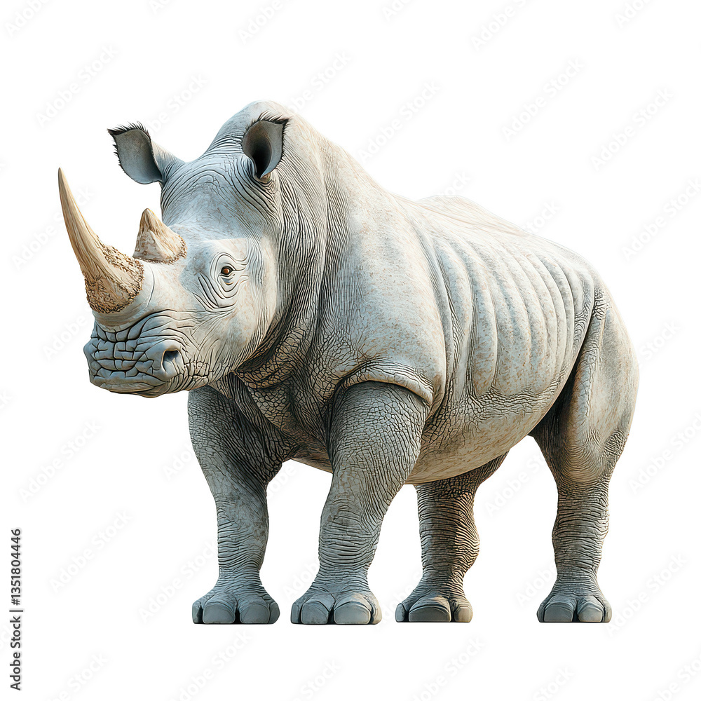 Obraz premium 3d Rhinoceros isolated on transparent background, PNG