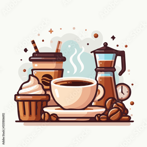 coffee, drink, background, beverage, espresso, cup, cafe, caffeine, food, hot, morning, white, mug, breakfast, brown, aroma, black, fresh, dark, closeup, design, cappuccino, mocha, latte, vector, set,