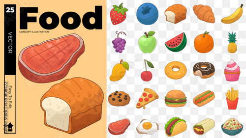 food concept illustrations. Set of food vector illustrations