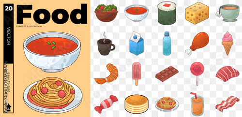 food concept illustrations. Set of food vector illustrations