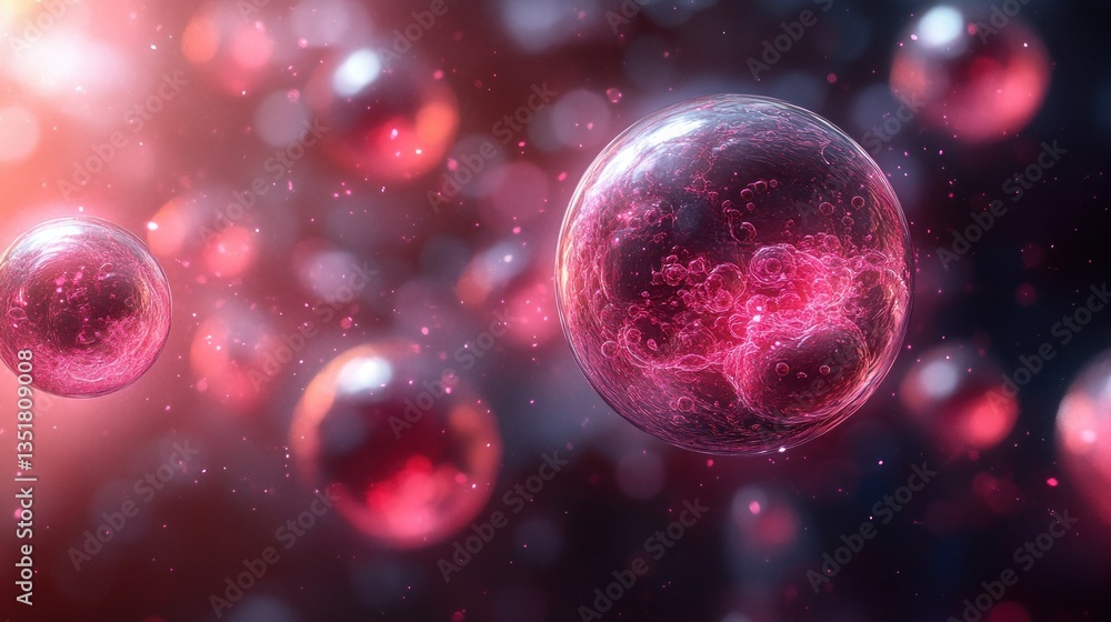 3D Rendering of Human Embryonic Stem Cell in Microscopic Biology Background 3D Rendering of Human Embryonic Stem Cell in Microscopic Biology Background