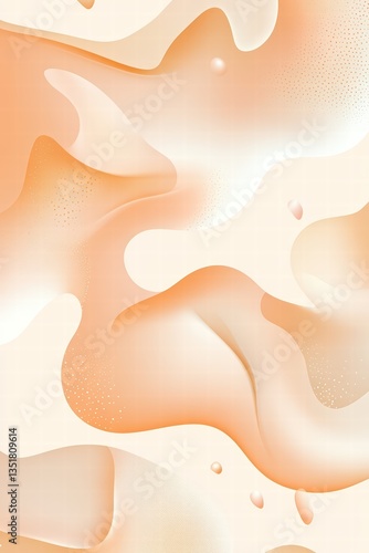 Abstract Fluid Shapes in Soft Peach and Cream Tones Background