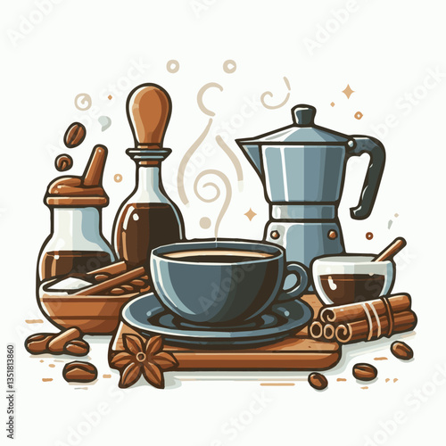 coffee, drink, background, beverage, espresso, cup, cafe, caffeine, food, hot, morning, white, mug, breakfast, brown, aroma, black, fresh, dark, closeup, design, cappuccino, mocha, latte, vector, set,