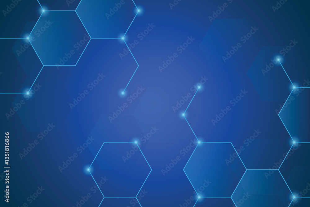 Quiet Abstract futuristic surface hexagon backdrop. Circuit line technology digital on blue background. Internet network connection, transfer data communication, cyber nano information.