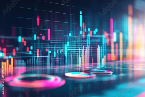 Colorful abstract background featuring data line graphics for analyzing sales metrics and economic insights