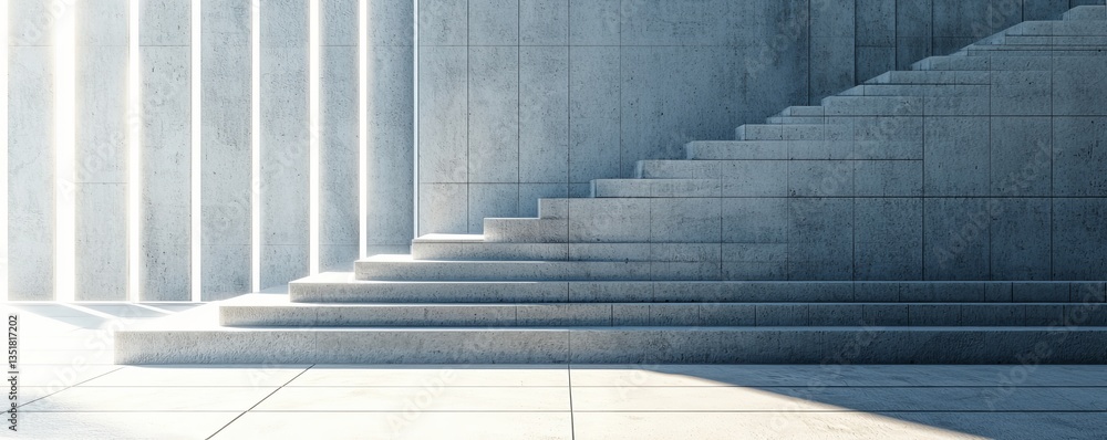 Obraz premium Minimalist concrete staircase and wall design.