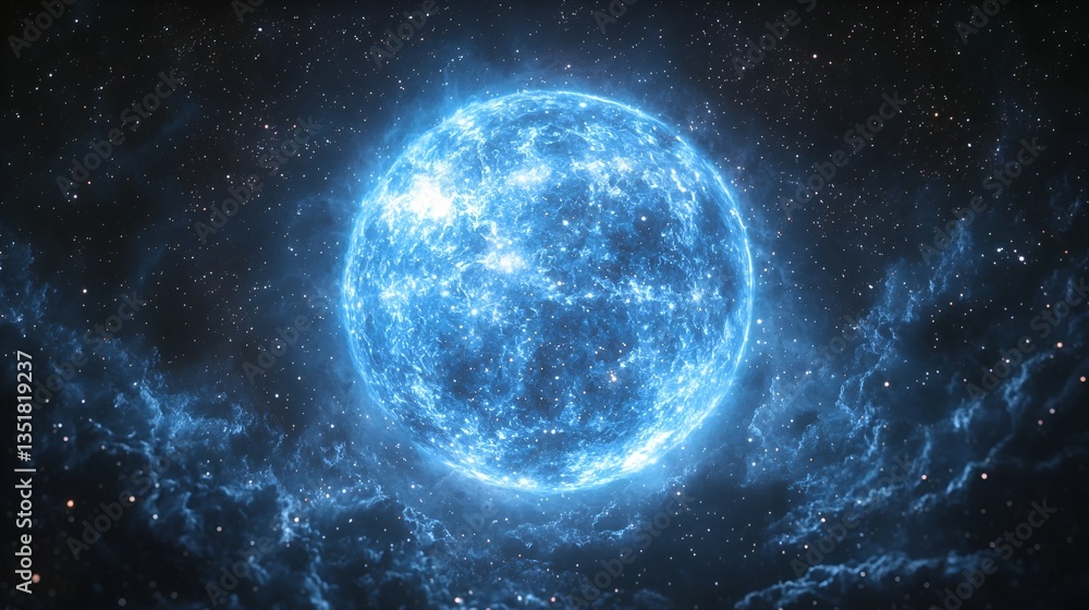 Cosmic Blue Star in Nebula Cosmic Blue Star in Nebula