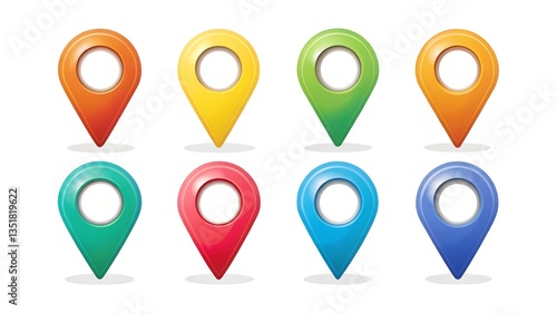 Free Download colored geotags isolated on white background. geolocation mark for map. concept of surveillance tracking people, transport, animals - GFXLoad