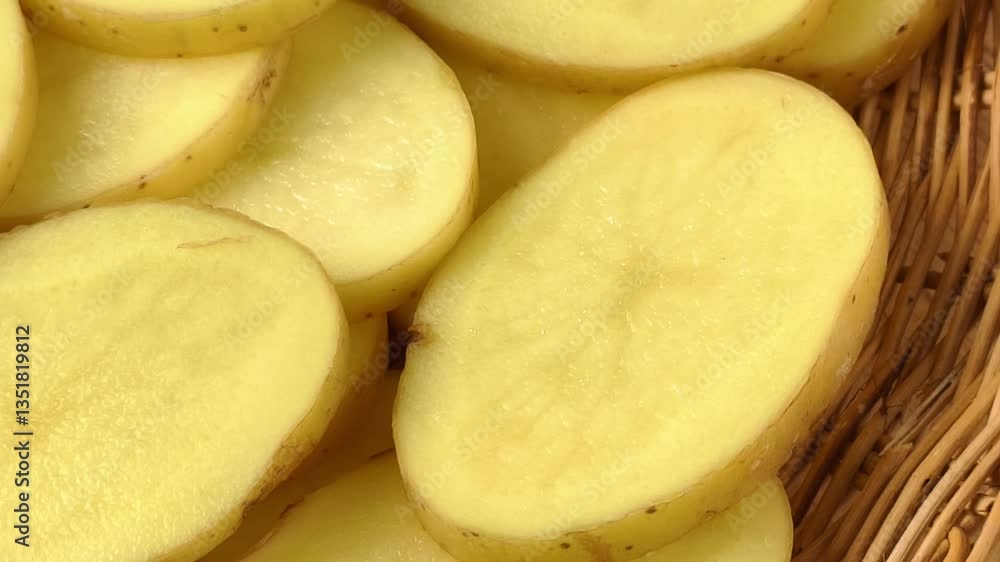 Close-up of sliced potatoes Close-up of sliced potatoes