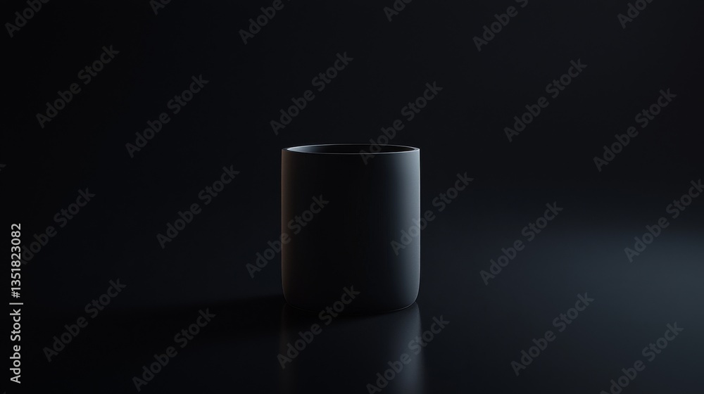 Minimalistic black mug on a dark surface. Minimalistic black mug on a dark surface.