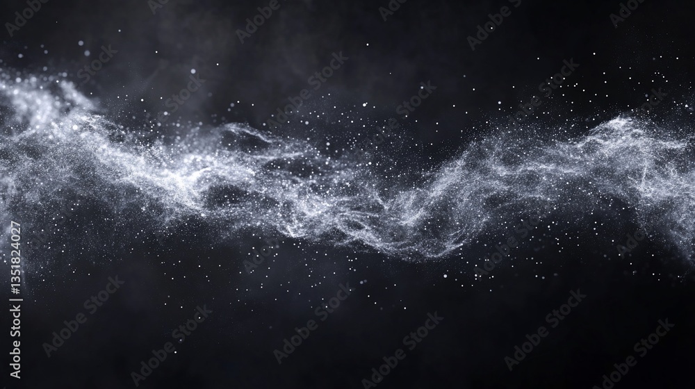 Abstract Cosmic Dust Swirls in a Dark Sky Background with Sparkling Particles Abstract Cosmic Dust Swirls in a Dark Sky Background with Sparkling Particles