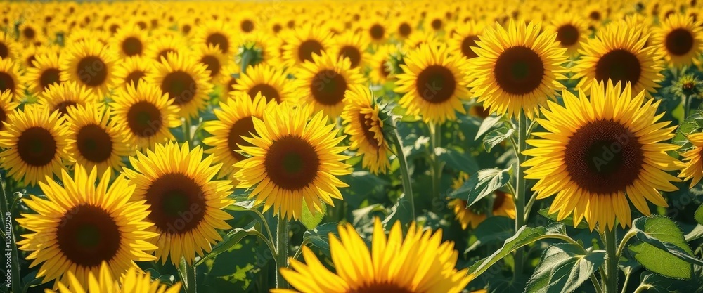 Vibrant yellow sunflower field bathed in sunlight, bright summer day, petals, bright Vibrant yellow sunflower field bathed in sunlight, bright summer day, petals, bright