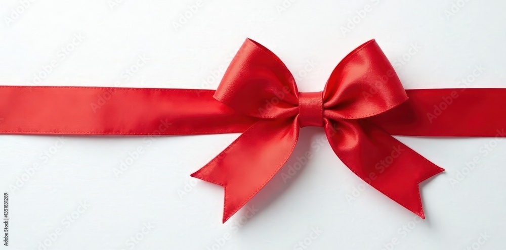 Bright red grosgrain ribbon bow, neatly arranged on a snow-white surface , white, ribbon Bright red grosgrain ribbon bow, neatly arranged on a snow-white surface , white, ribbon