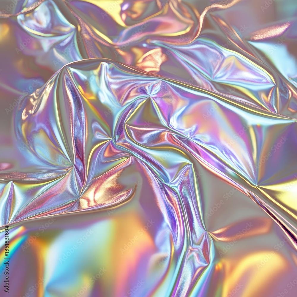 Obraz premium Iridescent fabric, shimmering, folded, pastel colors.