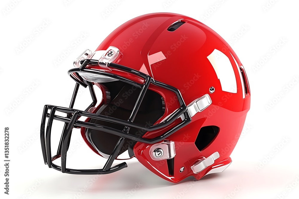 Fototapeta premium 3D Football Helmet Model – Realistic Protective Gear Isolated on White