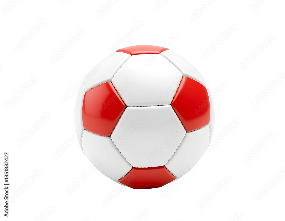 Obraz premium Red and White Soccer Ball Isolated on Transparent Background