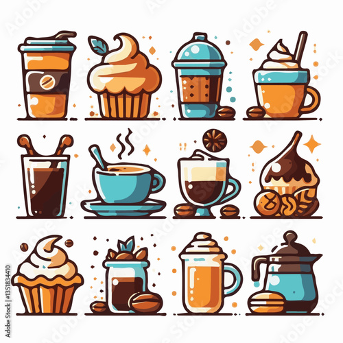 coffee, drink, background, beverage, espresso, cup, cafe, caffeine, food, hot, morning, white, mug, breakfast, brown, aroma, black, fresh, dark, closeup, design, cappuccino, mocha, latte, vector, set,