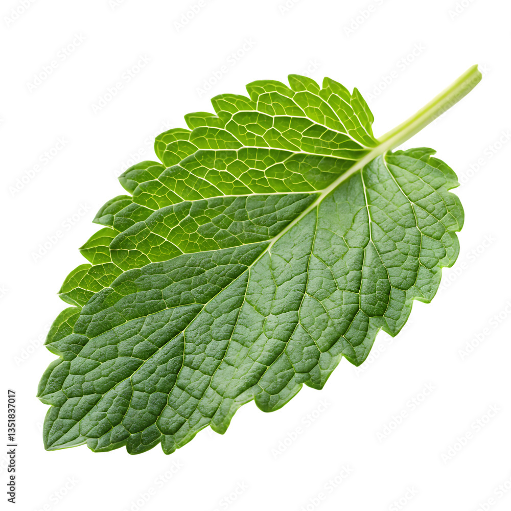 Obraz premium A fresh lemon balm leaf isolated on a transparent background