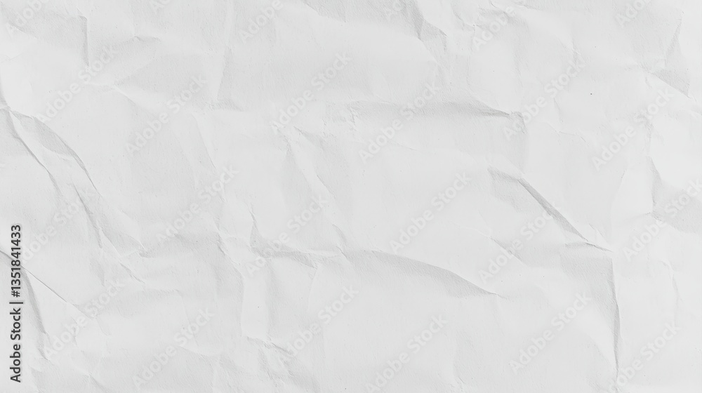 Obraz premium Crumpled White Paper Background for Textures and Design Elements in Art Projects