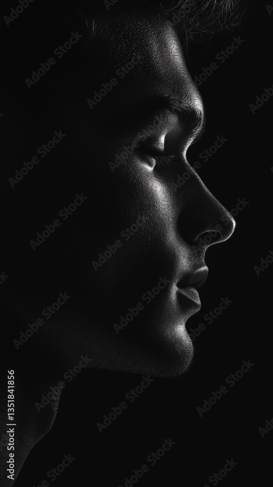 Profile silhouette of a thoughtful person. Profile silhouette of a thoughtful person.