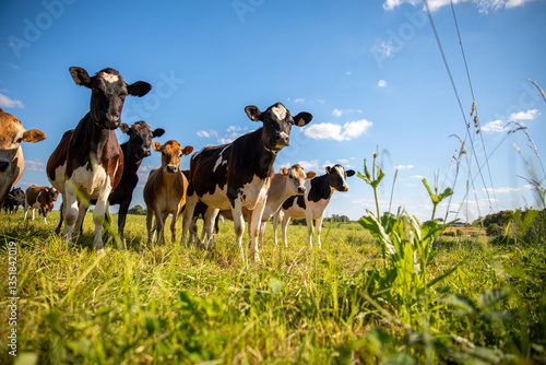 Valokuva Troupeau de vache laitière en pleine nature sous le soleil du printemps