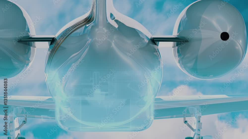 Futuristic Private Jet Takeoff with Holographic Scanner Effect Futuristic Private Jet Takeoff with Holographic Scanner Effect