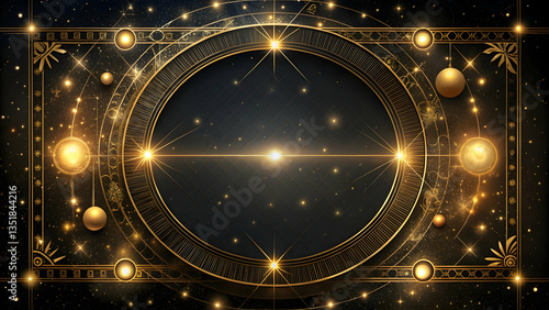 Elegant Golden Border Design on Navy Blue Texture 