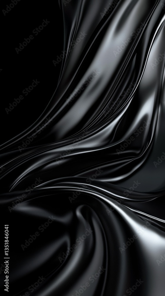 Fototapeta premium Smooth black fabric creating elegant waves.