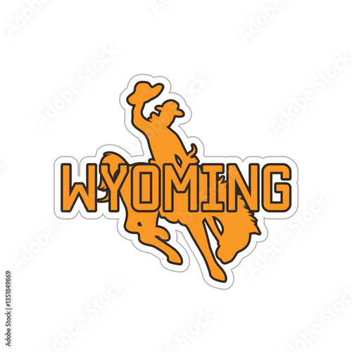 Minimalist Western Cowboy Rodeo Silhouette with Wyoming Text