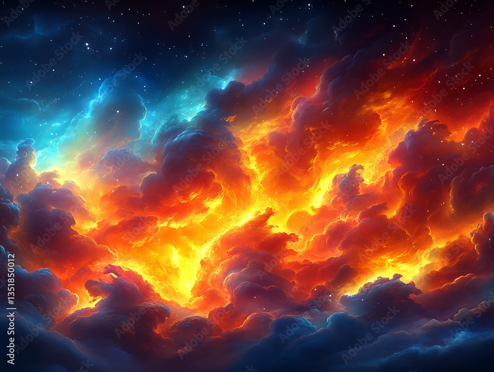 Fiery Celestial Cloudscape. Fiery Celestial Cloudscape.