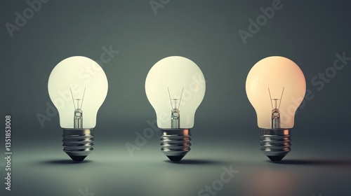Three light bulbs with varying brightness levels.